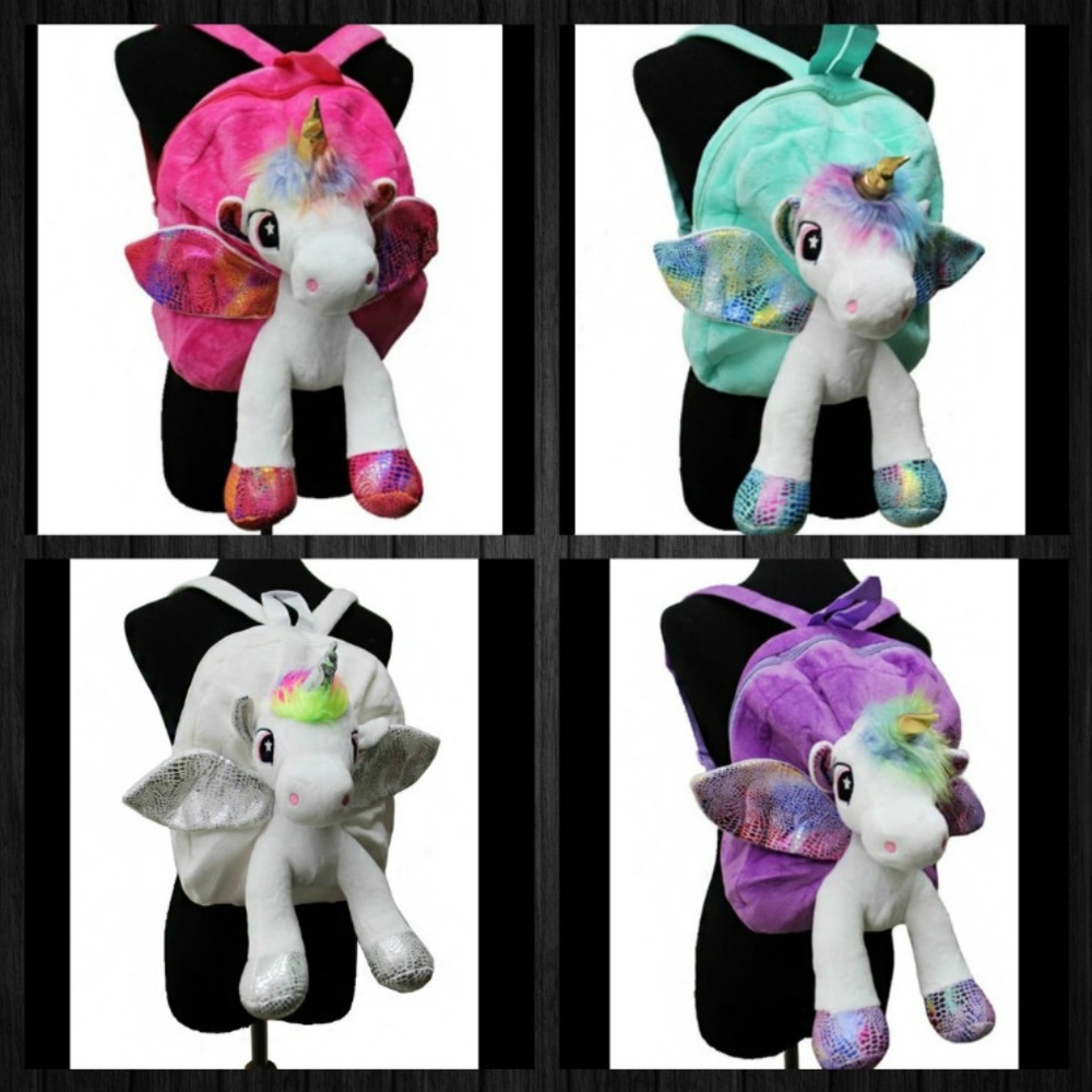 Plush Unicorn Backpack Many Colors - Picture 1 of 8